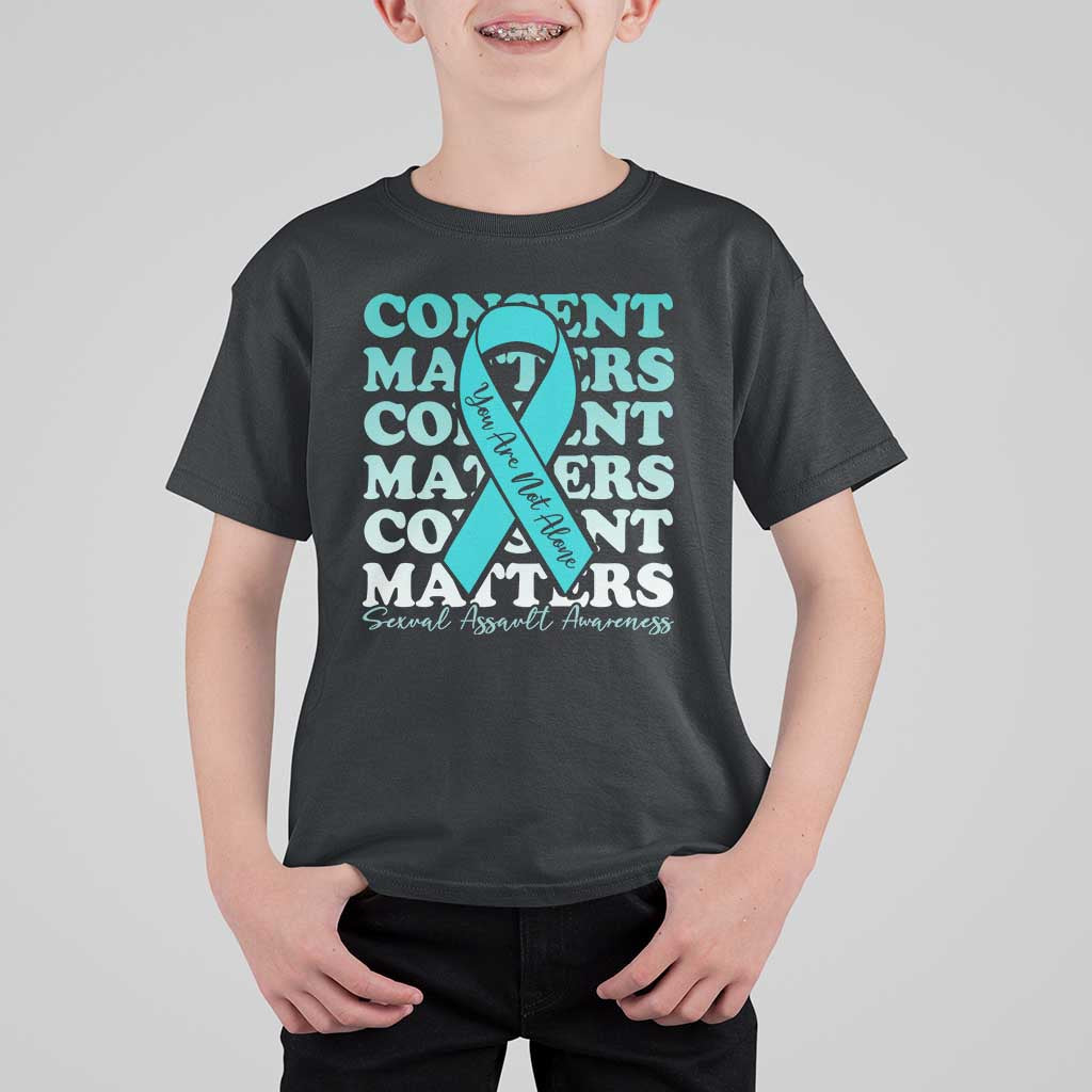 Sexual Assault Awareness Month T Shirt For Kid Teal Ribbon Consent Matters You Are Not Alone