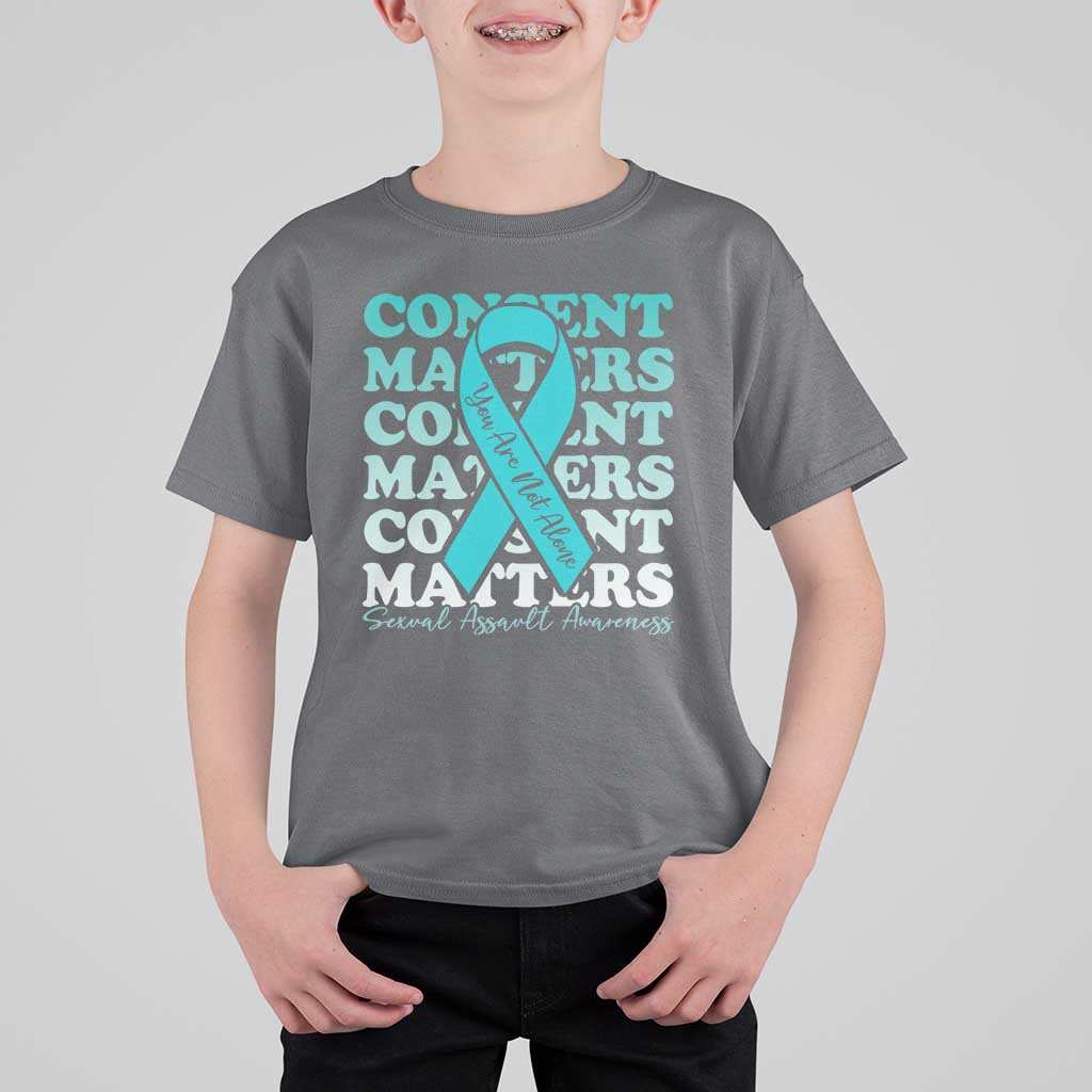 Sexual Assault Awareness Month T Shirt For Kid Teal Ribbon Consent Matters You Are Not Alone