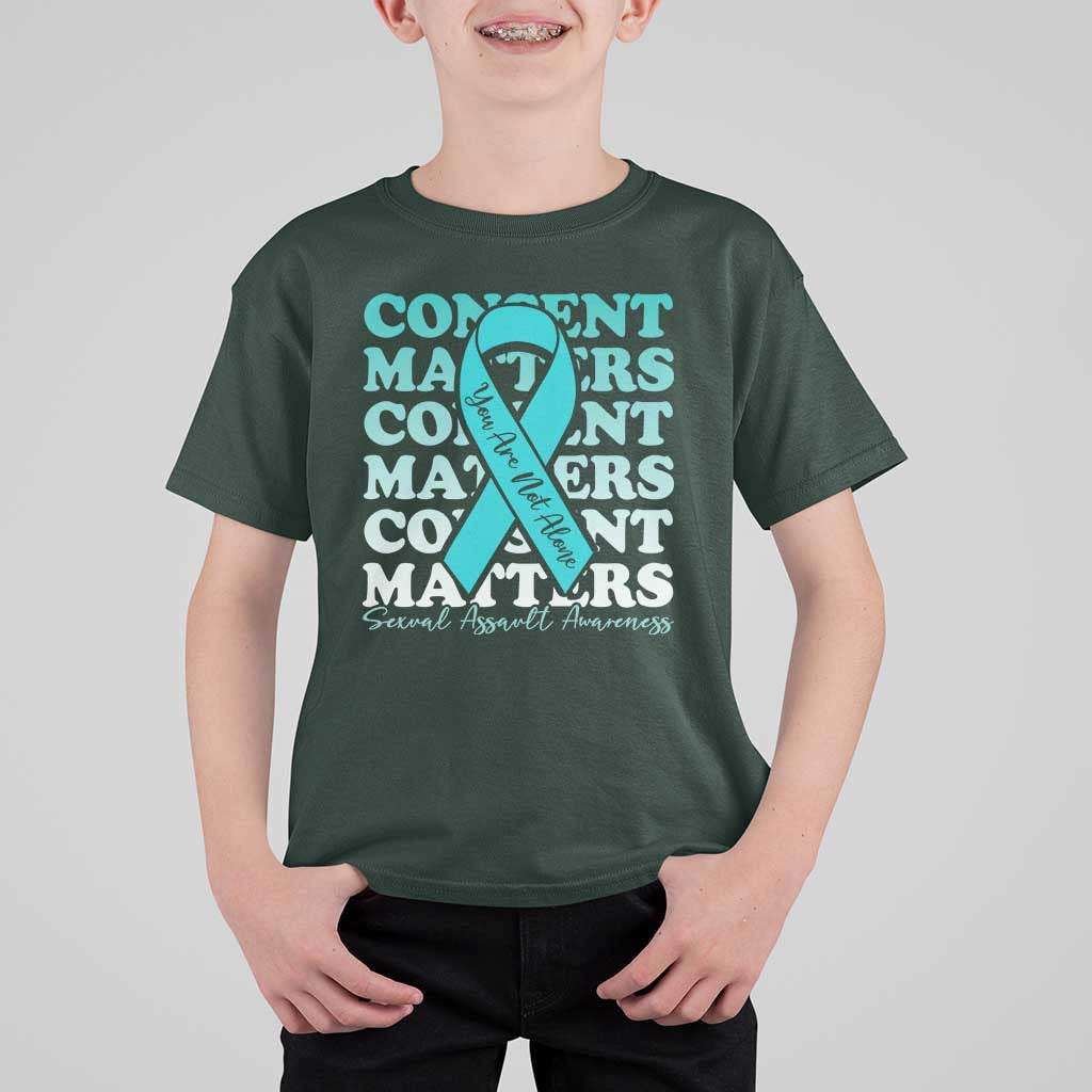 Sexual Assault Awareness Month T Shirt For Kid Teal Ribbon Consent Matters You Are Not Alone