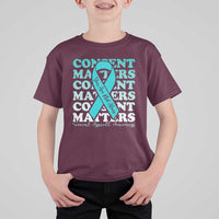 Sexual Assault Awareness Month T Shirt For Kid Teal Ribbon Consent Matters You Are Not Alone
