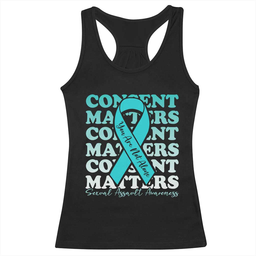Sexual Assault Awareness Month Racerback Tank Top Teal Ribbon Consent Matters You Are Not Alone