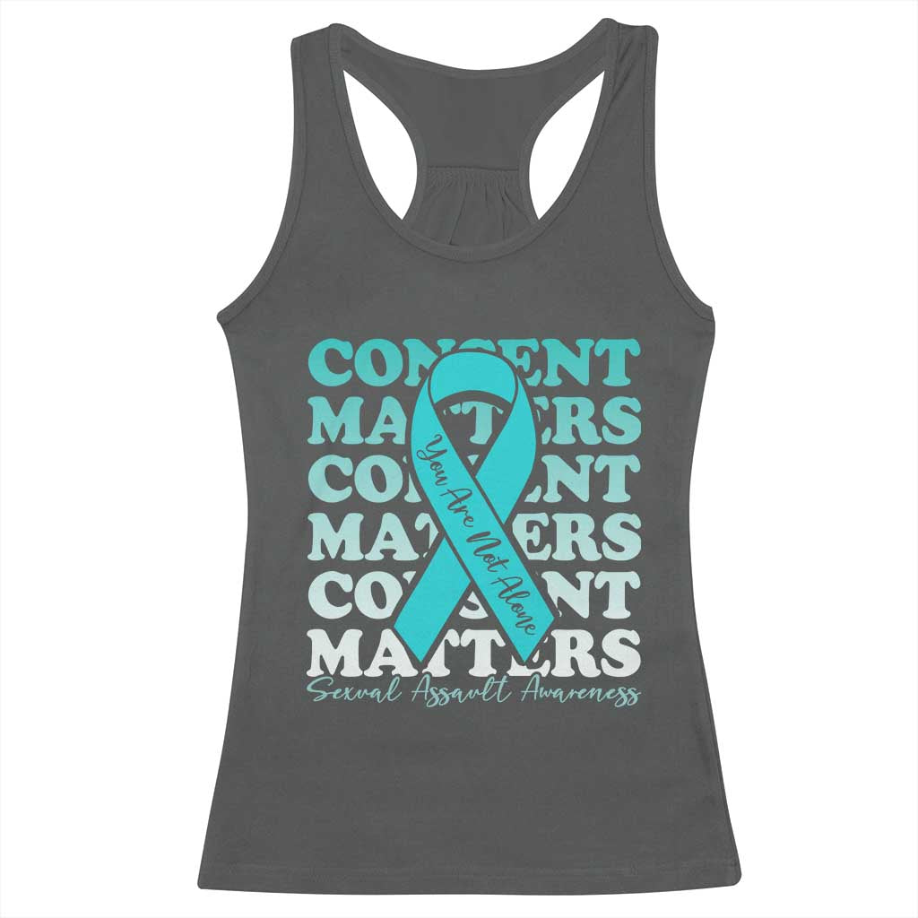 Sexual Assault Awareness Month Racerback Tank Top Teal Ribbon Consent Matters You Are Not Alone