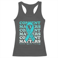 Sexual Assault Awareness Month Racerback Tank Top Teal Ribbon Consent Matters You Are Not Alone