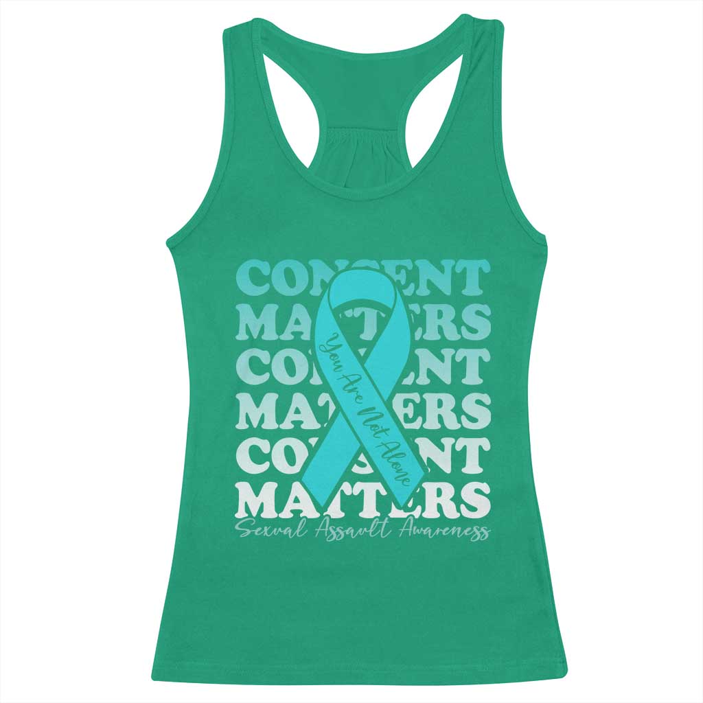 Sexual Assault Awareness Month Racerback Tank Top Teal Ribbon Consent Matters You Are Not Alone