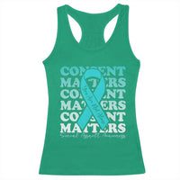 Sexual Assault Awareness Month Racerback Tank Top Teal Ribbon Consent Matters You Are Not Alone