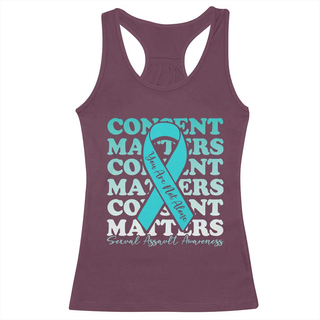 Sexual Assault Awareness Month Racerback Tank Top Teal Ribbon Consent Matters You Are Not Alone