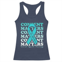 Sexual Assault Awareness Month Racerback Tank Top Teal Ribbon Consent Matters You Are Not Alone