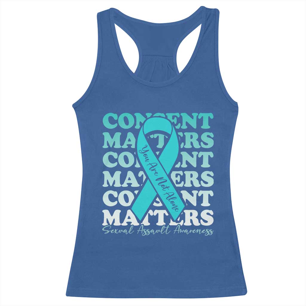 Sexual Assault Awareness Month Racerback Tank Top Teal Ribbon Consent Matters You Are Not Alone