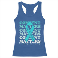 Sexual Assault Awareness Month Racerback Tank Top Teal Ribbon Consent Matters You Are Not Alone