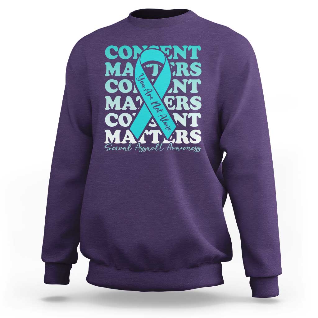 Sexual Assault Awareness Month Sweatshirt Teal Ribbon Consent Matters You Are Not Alone