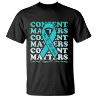 Sexual Assault Awareness Month T Shirt Teal Ribbon Consent Matters You Are Not Alone