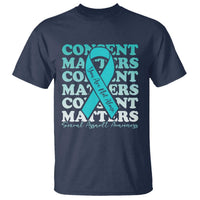 Sexual Assault Awareness Month T Shirt Teal Ribbon Consent Matters You Are Not Alone