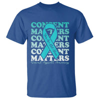 Sexual Assault Awareness Month T Shirt Teal Ribbon Consent Matters You Are Not Alone