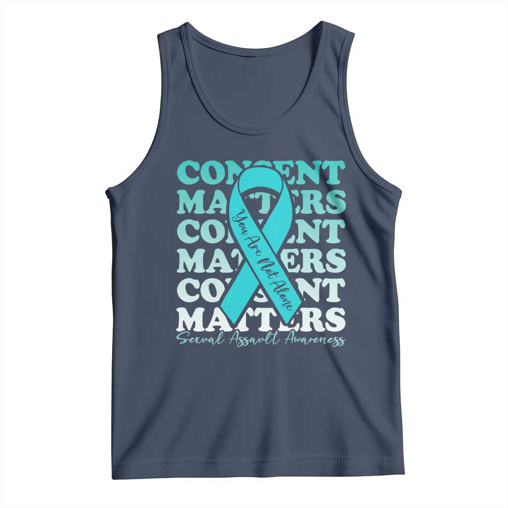 Sexual Assault Awareness Month Tank Top Teal Ribbon Consent Matters You Are Not Alone