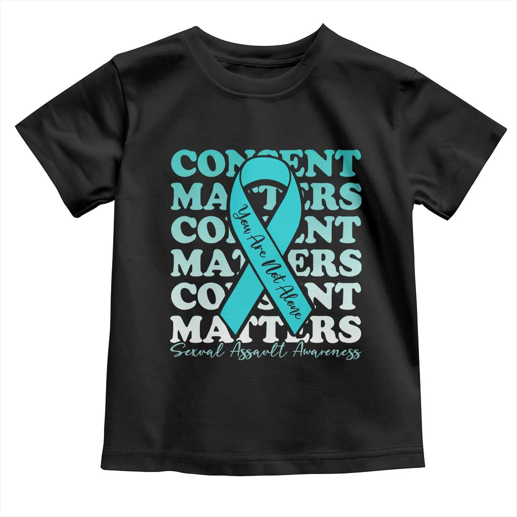 Sexual Assault Awareness Month Toddler T Shirt Teal Ribbon Consent Matters You Are Not Alone