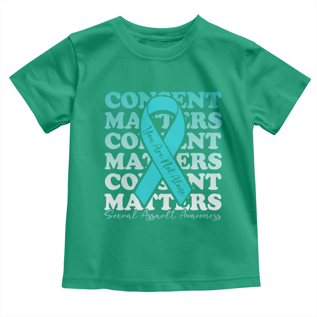 Sexual Assault Awareness Month Toddler T Shirt Teal Ribbon Consent Matters You Are Not Alone