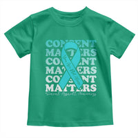 Sexual Assault Awareness Month Toddler T Shirt Teal Ribbon Consent Matters You Are Not Alone