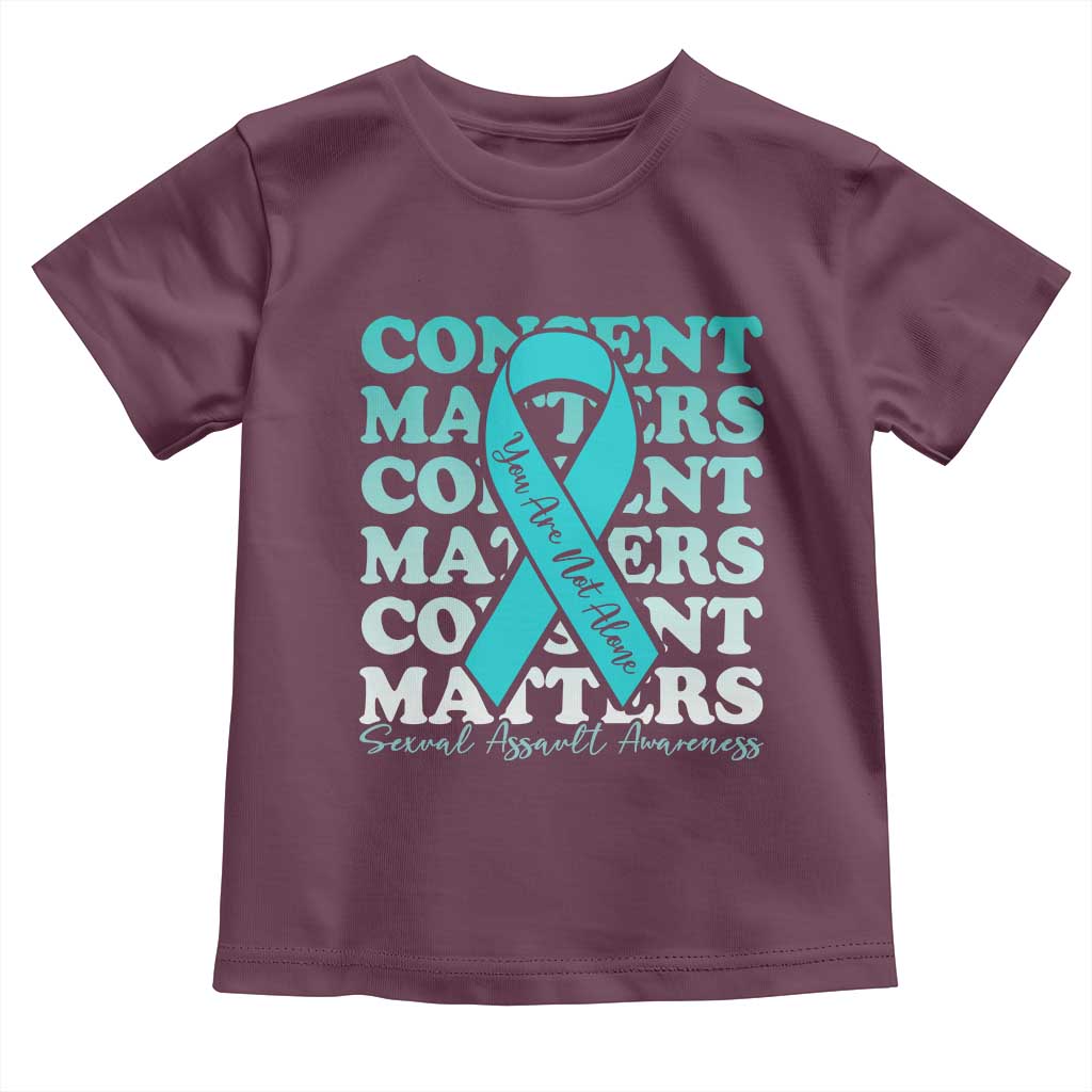 Sexual Assault Awareness Month Toddler T Shirt Teal Ribbon Consent Matters You Are Not Alone
