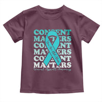 Sexual Assault Awareness Month Toddler T Shirt Teal Ribbon Consent Matters You Are Not Alone