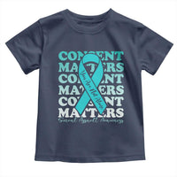 Sexual Assault Awareness Month Toddler T Shirt Teal Ribbon Consent Matters You Are Not Alone