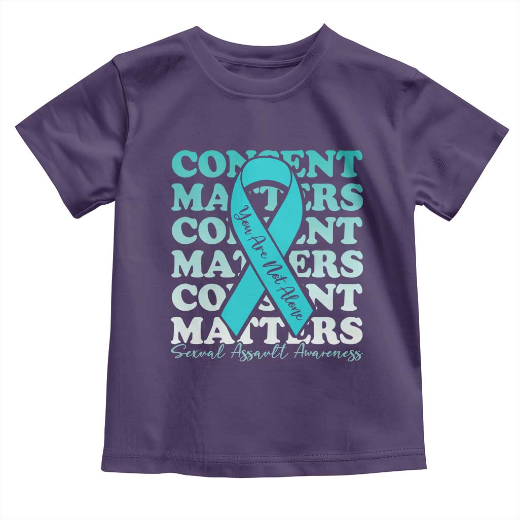 Sexual Assault Awareness Month Toddler T Shirt Teal Ribbon Consent Matters You Are Not Alone