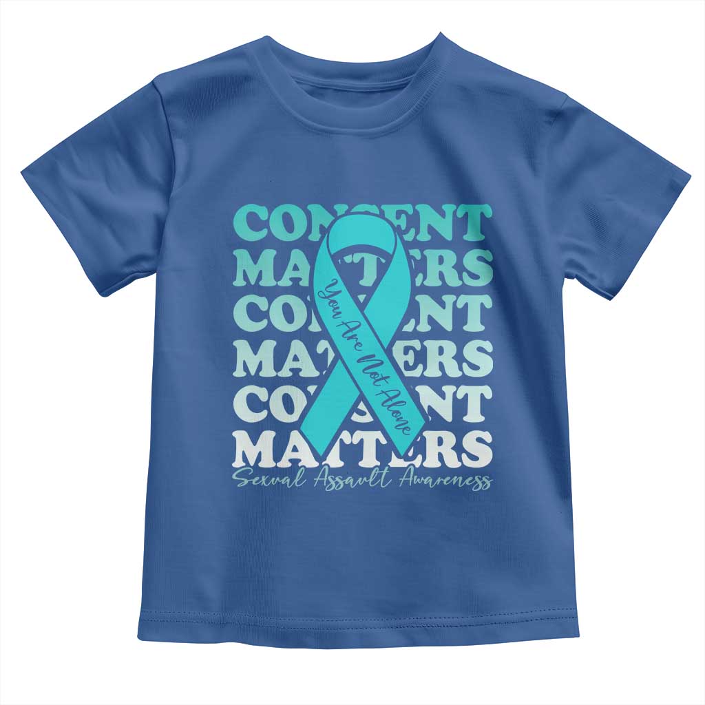Sexual Assault Awareness Month Toddler T Shirt Teal Ribbon Consent Matters You Are Not Alone
