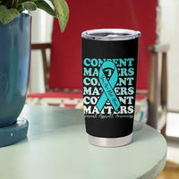 Sexual Assault Awareness Month Tumbler Cup Teal Ribbon Consent Matters You Are Not Alone