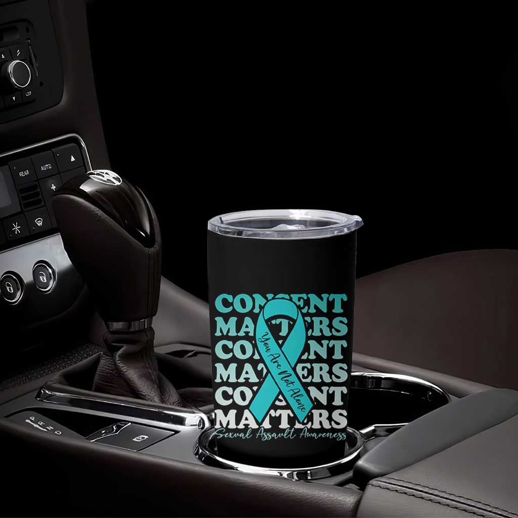 Sexual Assault Awareness Month Tumbler Cup Teal Ribbon Consent Matters You Are Not Alone