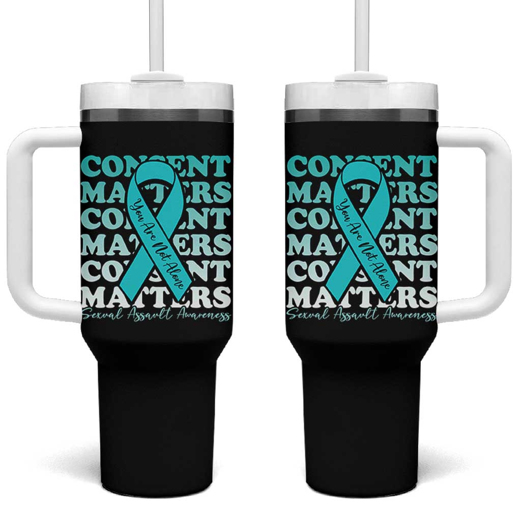 Sexual Assault Awareness Month Tumbler With Handle Teal Ribbon Consent Matters You Are Not Alone