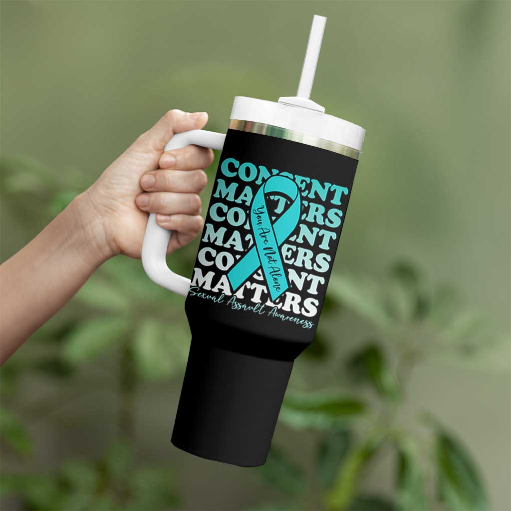Sexual Assault Awareness Month Tumbler With Handle Teal Ribbon Consent Matters You Are Not Alone