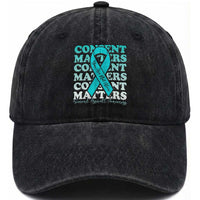 Sexual Assault Awareness Month Washed Cotton Baseball Cap Teal Ribbon Consent Matters You Are Not Alone