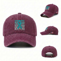 Sexual Assault Awareness Month Washed Cotton Baseball Cap Teal Ribbon Consent Matters You Are Not Alone