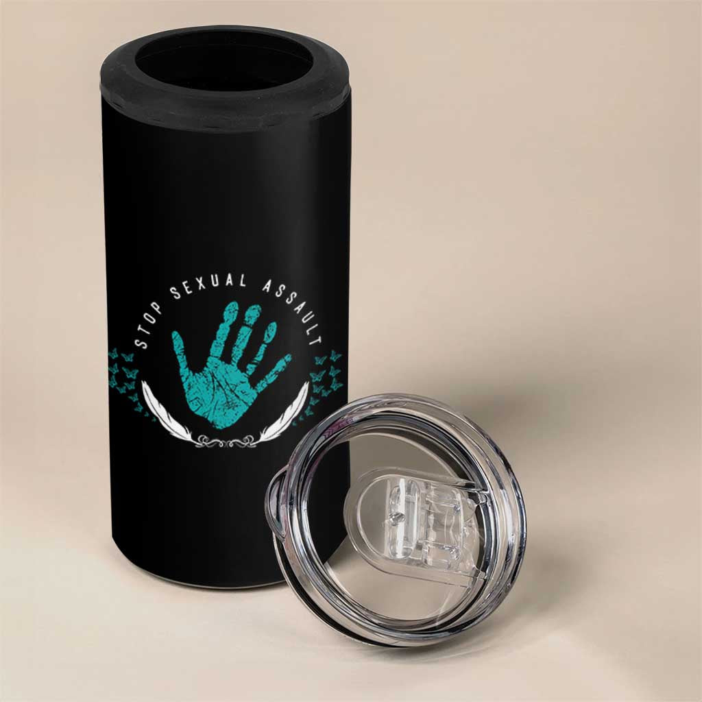 Stop Sexual Assault Awareness Survivor 4 in 1 Can Cooler Tumbler