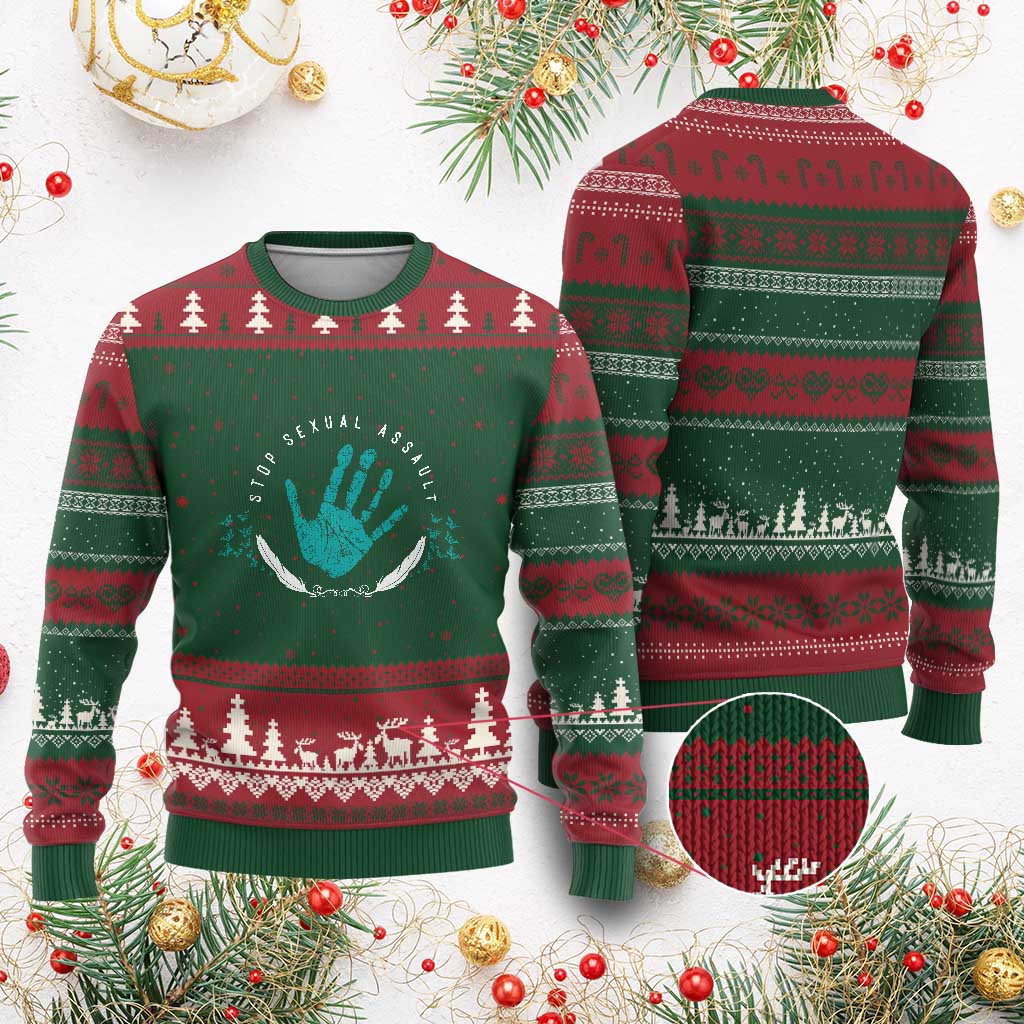 Stop Sexual Assault Awareness Survivor Ugly Christmas Sweater