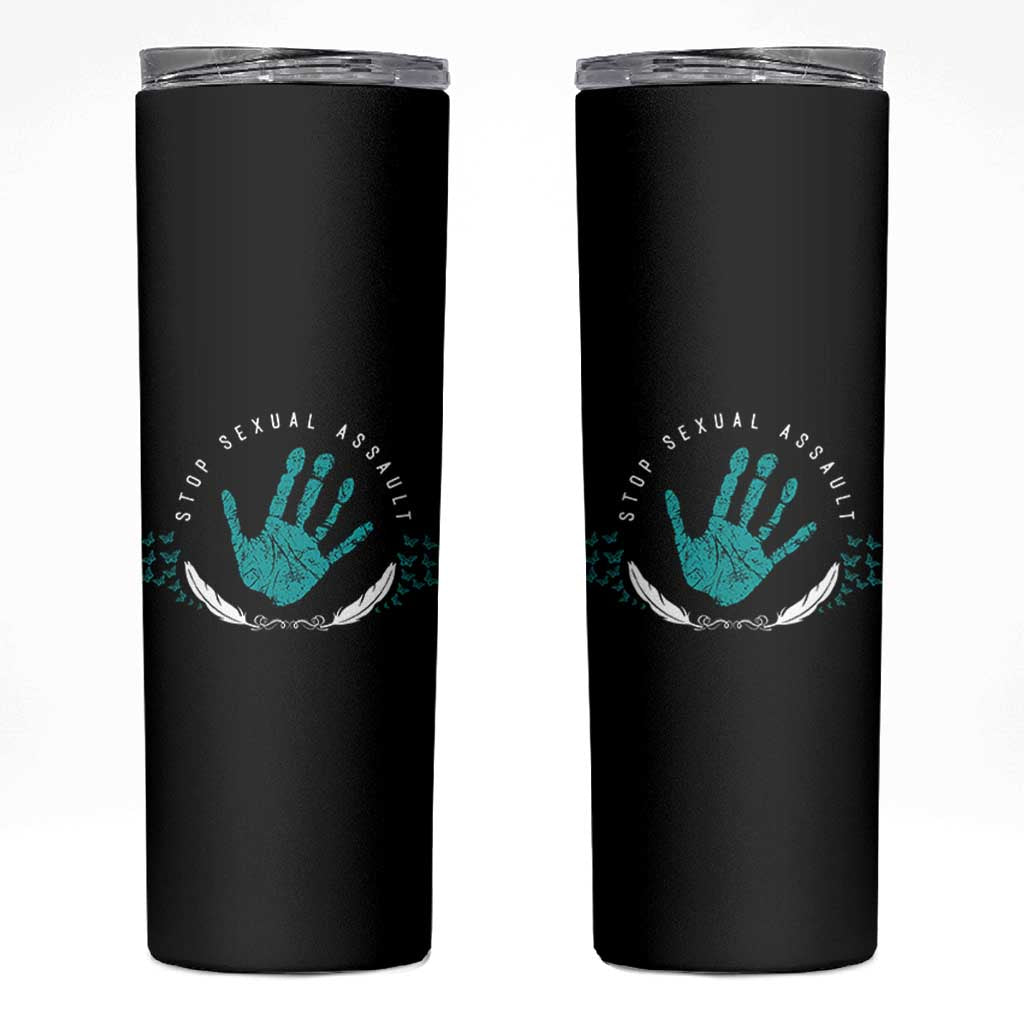 Stop Sexual Assault Awareness Survivor Skinny Tumbler
