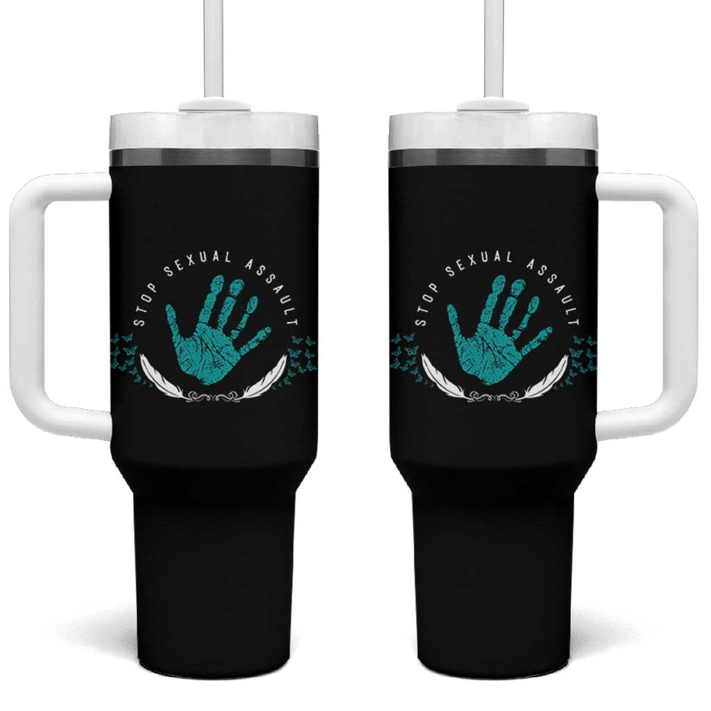 Stop Sexual Assault Awareness Survivor Tumbler With Handle
