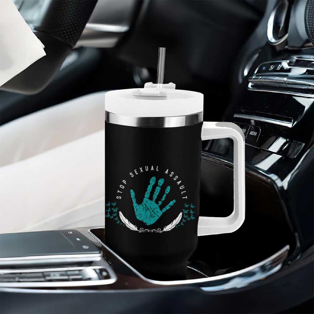 Stop Sexual Assault Awareness Survivor Tumbler With Handle