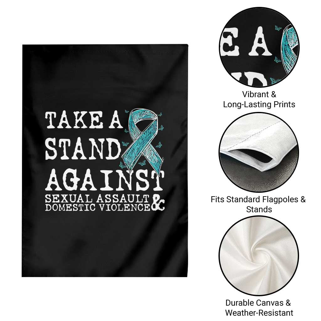 Sexual Assault Awareness Month Garden Flag Stand Against Sexual Assault & Domestic Violence