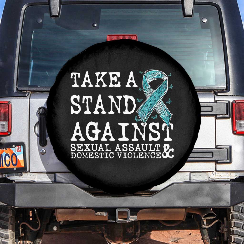 Sexual Assault Awareness Month Spare Tire Cover Stand Against Sexual Assault & Domestic Violence