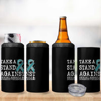 Sexual Assault Awareness Month 4 in 1 Can Cooler Tumbler Stand Against Sexual Assault & Domestic Violence