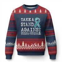 Sexual Assault Awareness Month Ugly Christmas Sweater Stand Against Sexual Assault & Domestic Violence