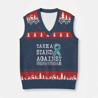 Sexual Assault Awareness Month V-Neck Knit Sweater Vest Stand Against Sexual Assault & Domestic Violence