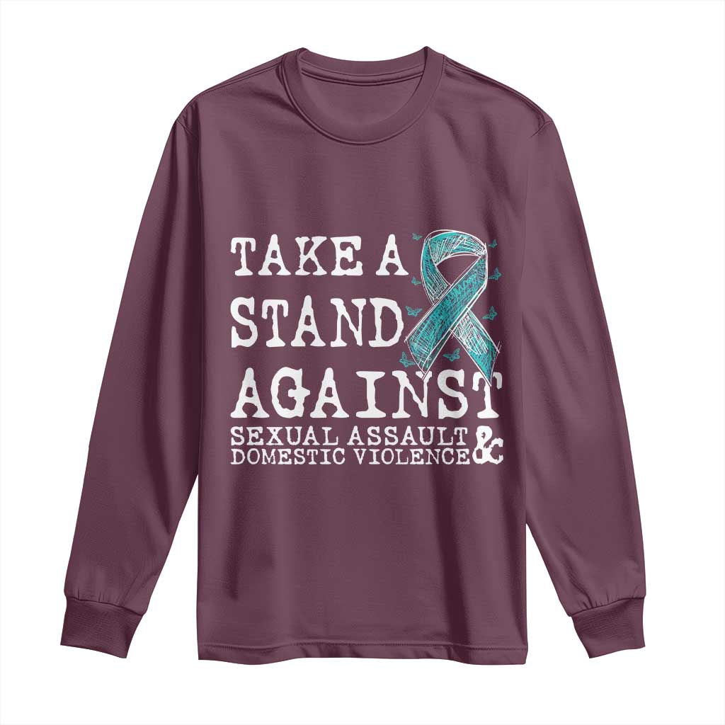 Sexual Assault Awareness Month Long Sleeve Shirt Stand Against Sexual Assault & Domestic Violence