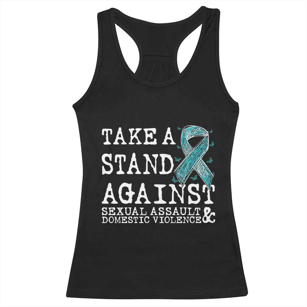 Sexual Assault Awareness Month Racerback Tank Top Stand Against Sexual Assault & Domestic Violence