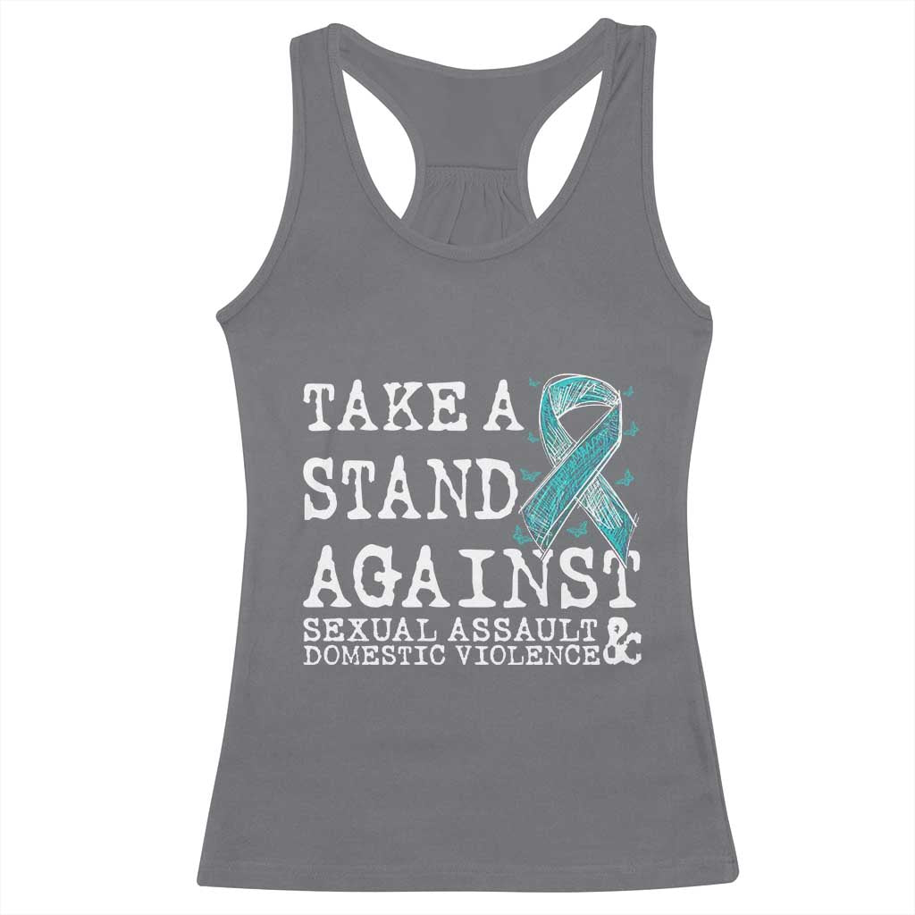 Sexual Assault Awareness Month Racerback Tank Top Stand Against Sexual Assault & Domestic Violence