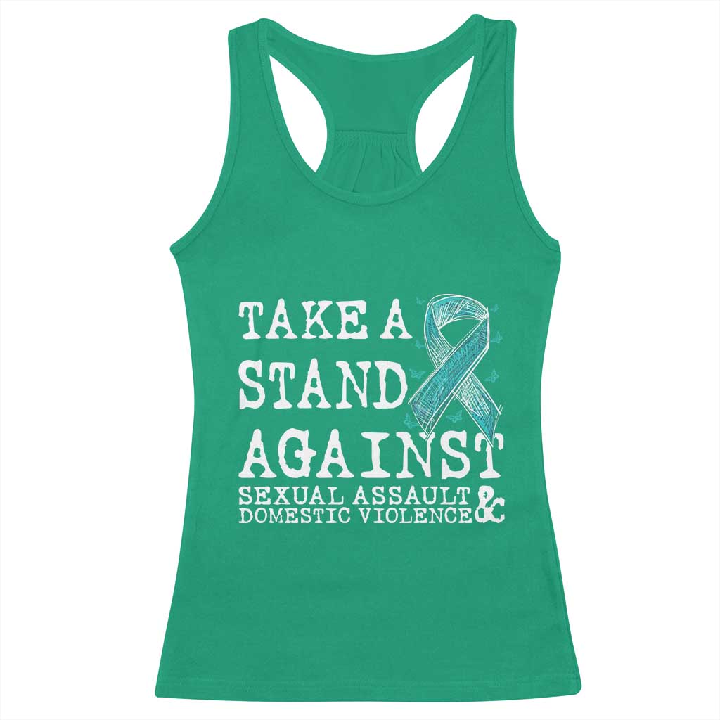 Sexual Assault Awareness Month Racerback Tank Top Stand Against Sexual Assault & Domestic Violence