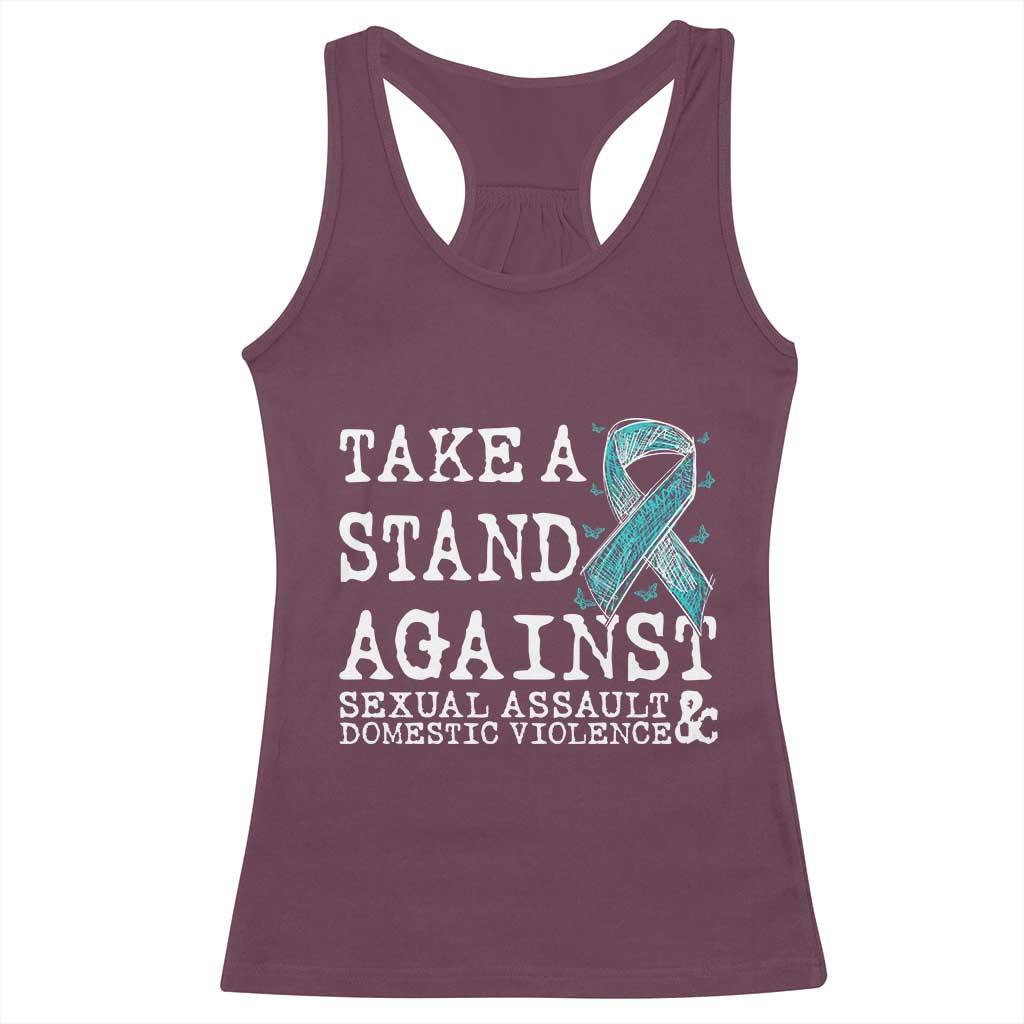 Sexual Assault Awareness Month Racerback Tank Top Stand Against Sexual Assault & Domestic Violence
