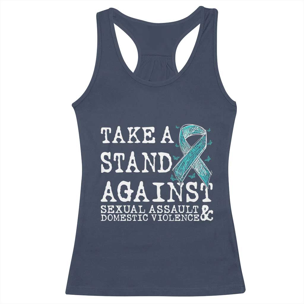 Sexual Assault Awareness Month Racerback Tank Top Stand Against Sexual Assault & Domestic Violence