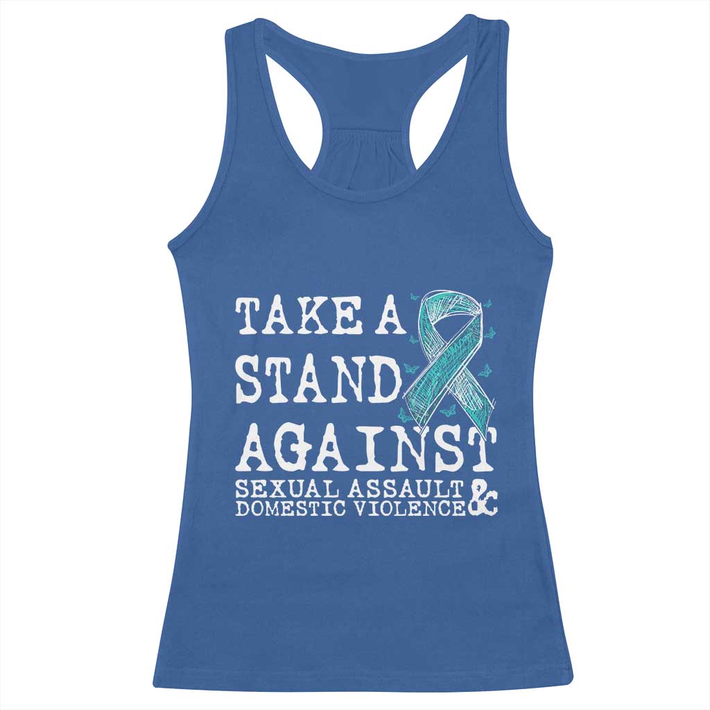 Sexual Assault Awareness Month Racerback Tank Top Stand Against Sexual Assault & Domestic Violence