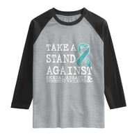 Sexual Assault Awareness Month Raglan Shirt Stand Against Sexual Assault & Domestic Violence